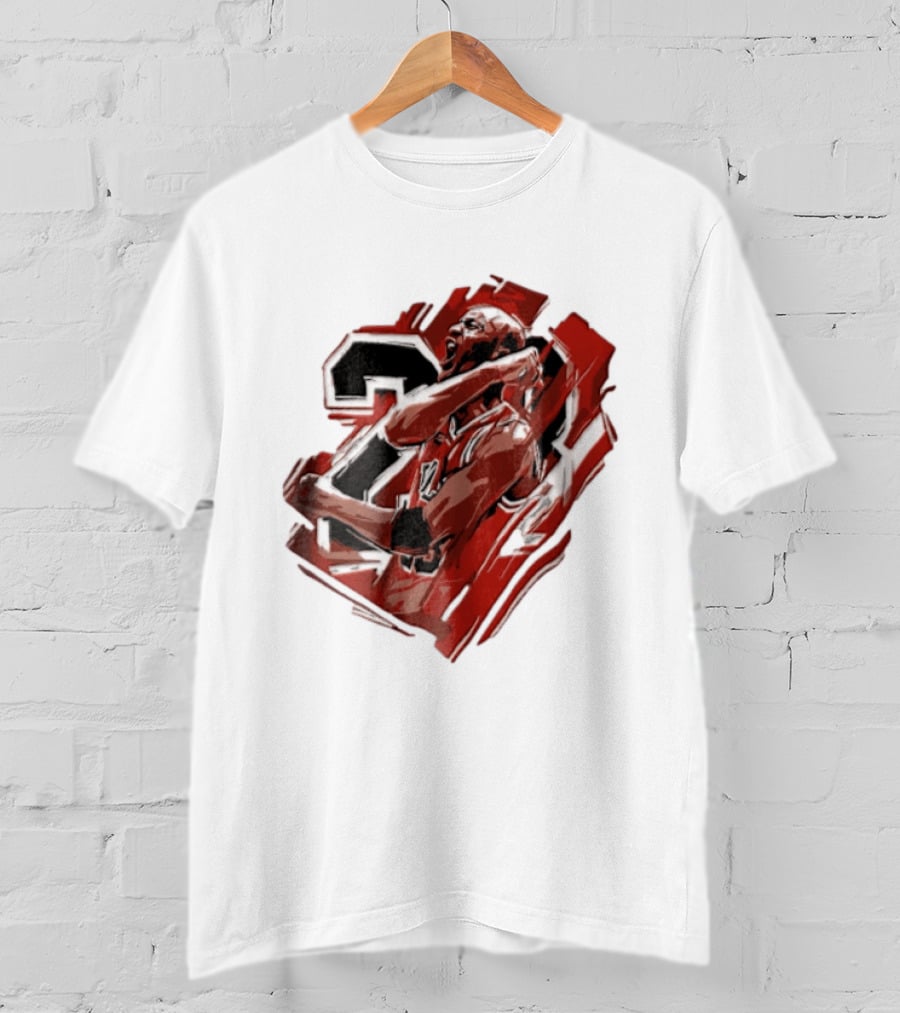 Basketball Player Number 23 Celebration Red Brushstrokes T-Shirt