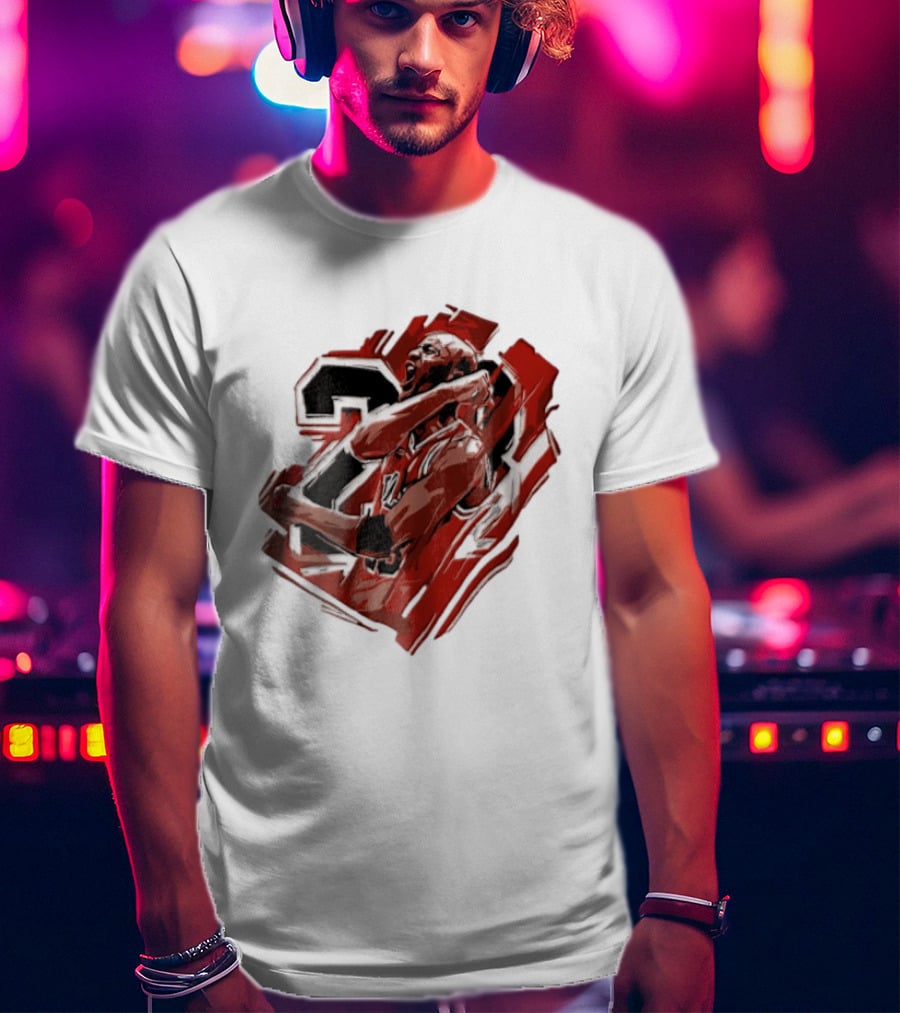 Basketball Player Number 23 Celebration Red Brushstrokes T-Shirt