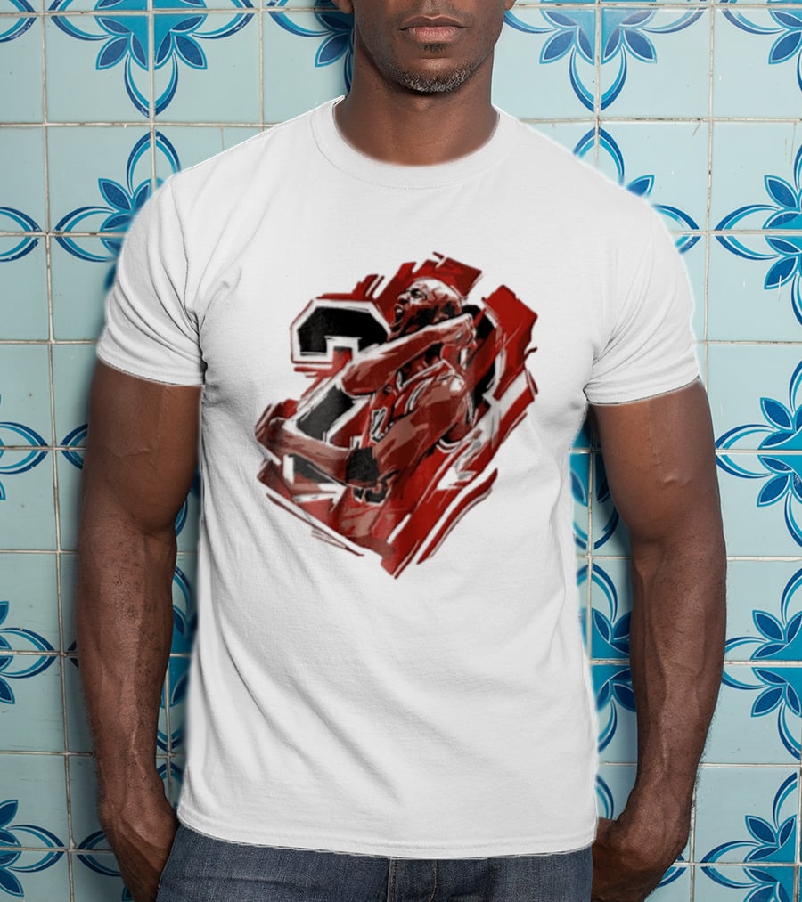Basketball Player Number 23 Celebration Red Brushstrokes T-Shirt