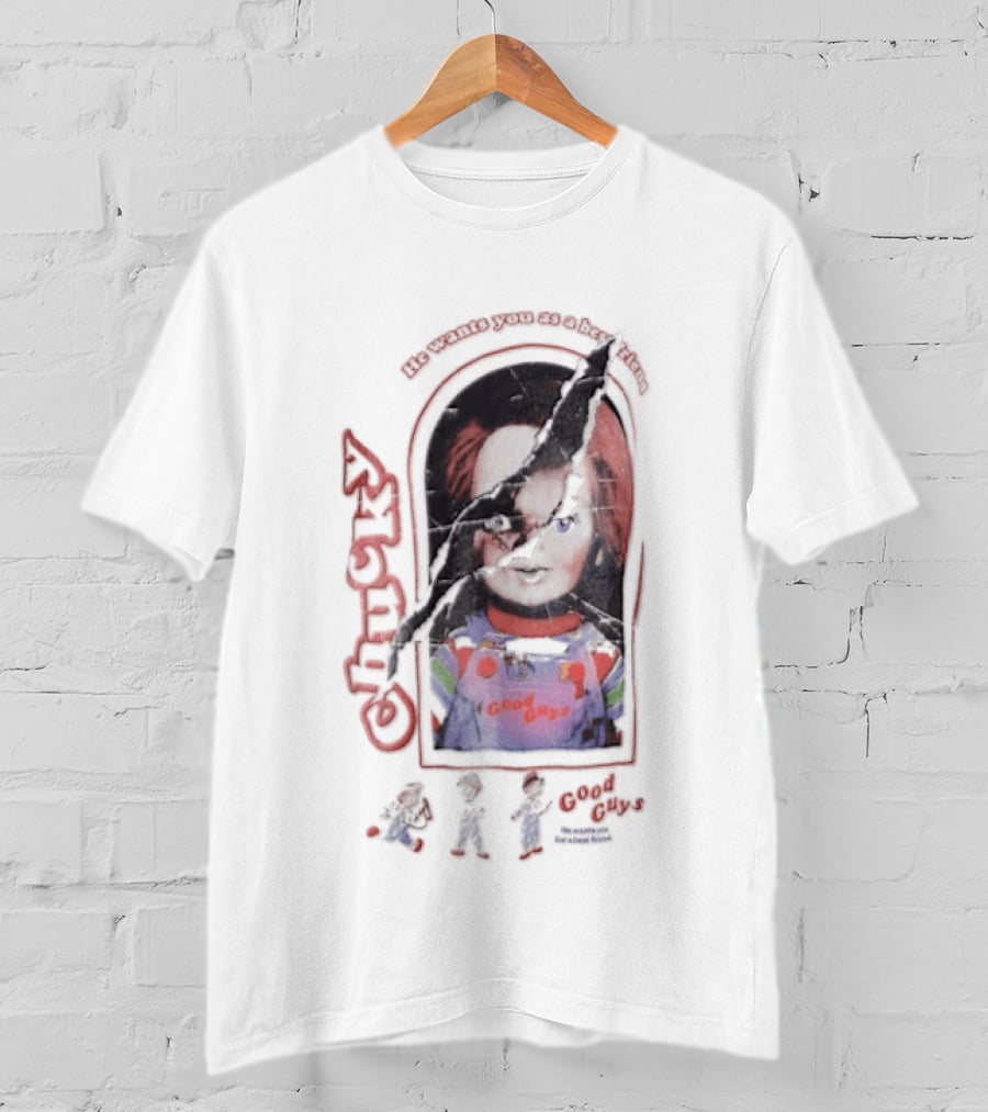 Chucky He Wants You As A Best Friend Good Guys Doll Cartoon Figures T-Shirt