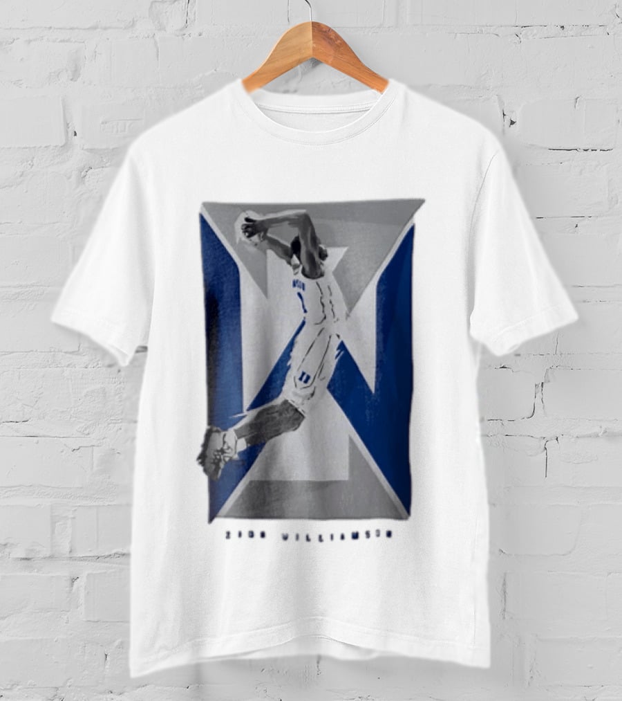 Duke Blue Devils NCAA Zion Williamson Basketball Player Dunking Geometric Number 1 T-Shirt