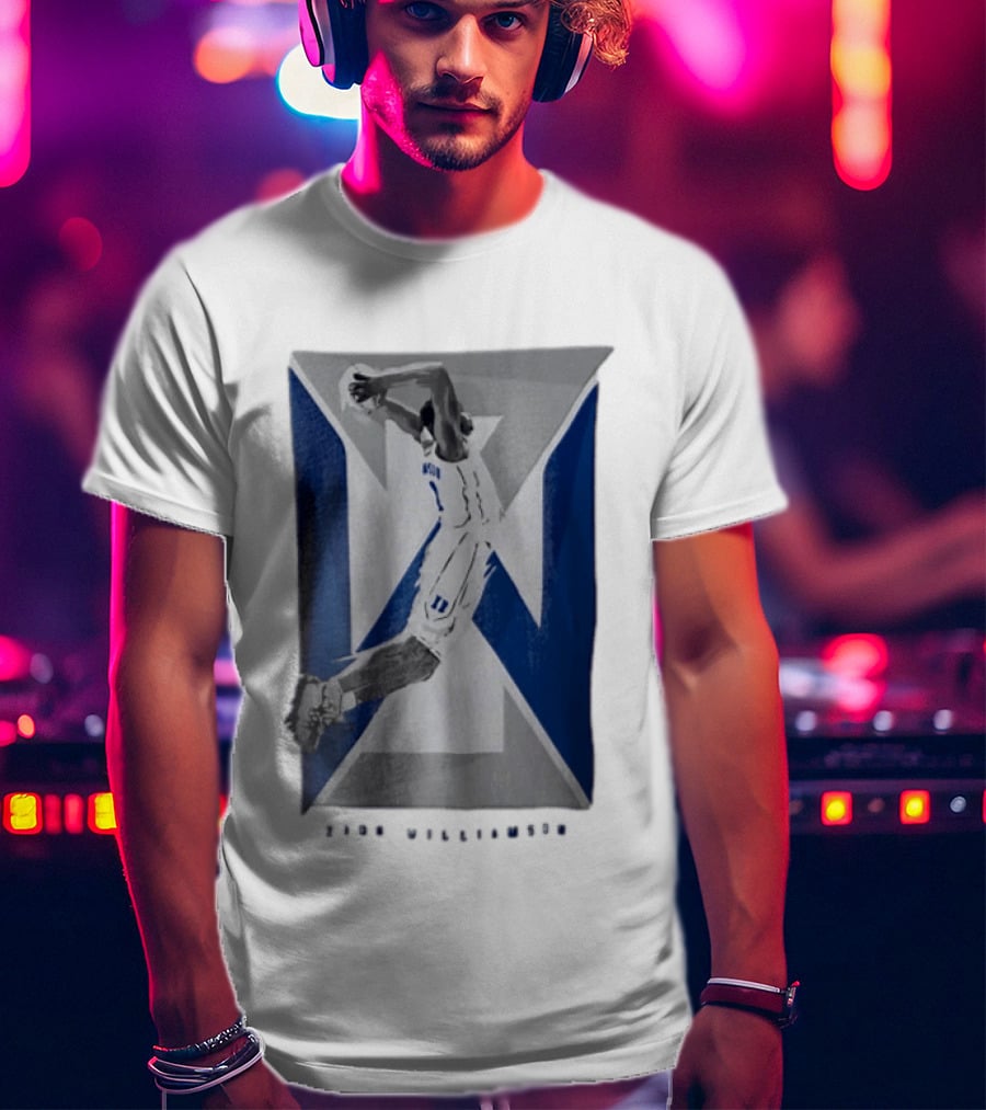 Duke Blue Devils NCAA Zion Williamson Basketball Player Dunking Geometric Number 1 T-Shirt