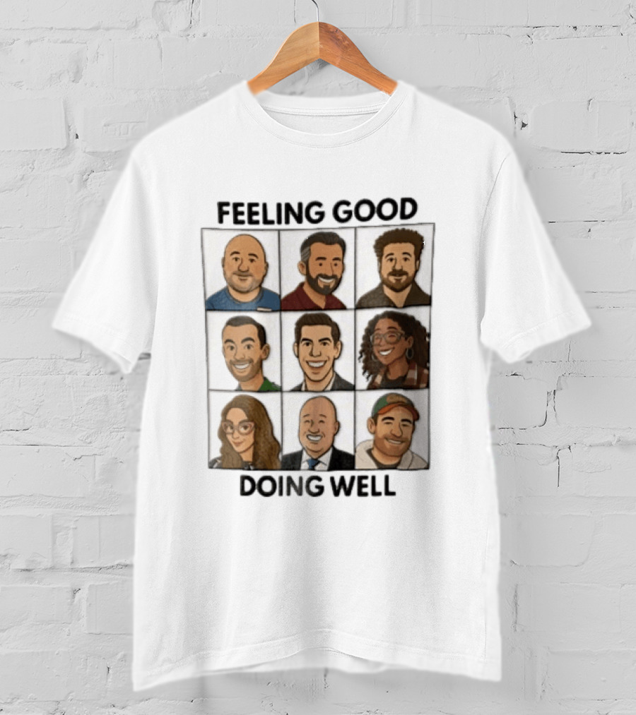 Feeling Good Doing Well Nine Cartoon Caricature Grid T-Shirt