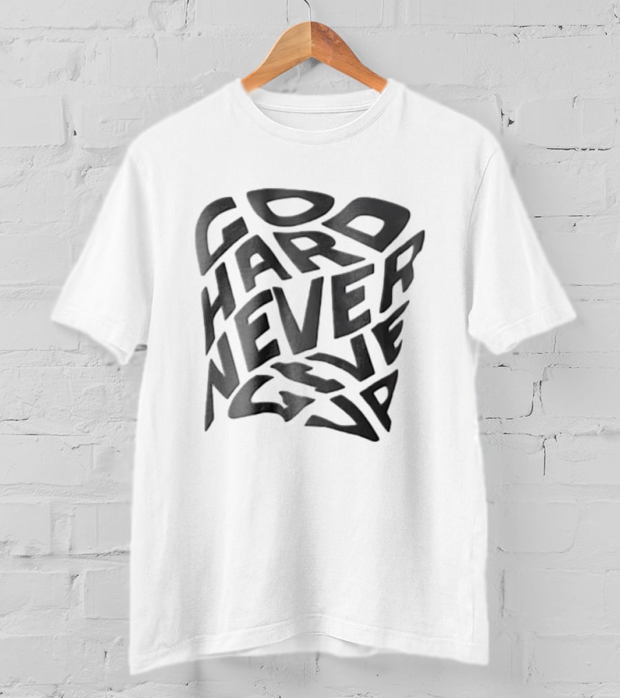 Go Hard Never Give Up Distorted Liquid Square T-Shirt