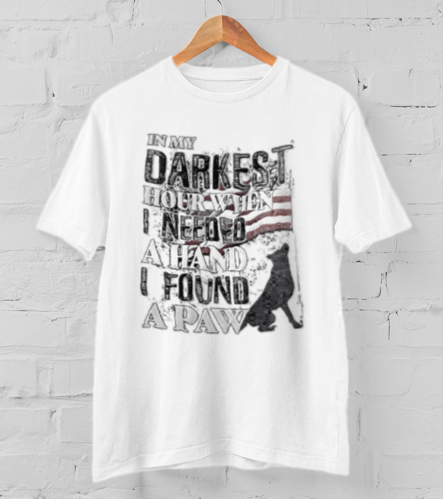 In My Darkest Hour When I Needed A Hand I Found A Paw USA Flag Dog T-Shirt