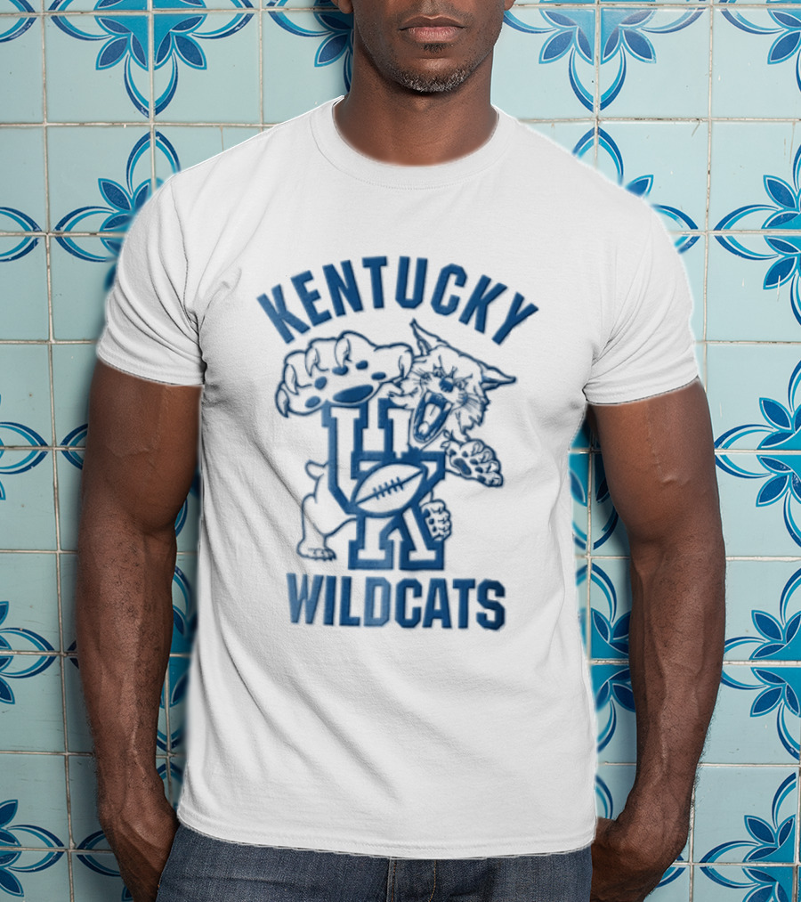 Kentucky Wildcats Roaring Big Paw Monogram UK Football T-Shirt