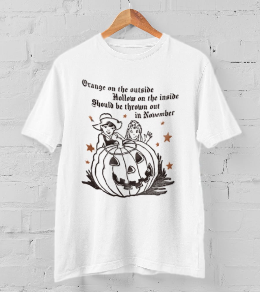Orange On The Outside Hollow On The Inside Should Be Thrown Out In November Pumpkin Stars T-Shirt