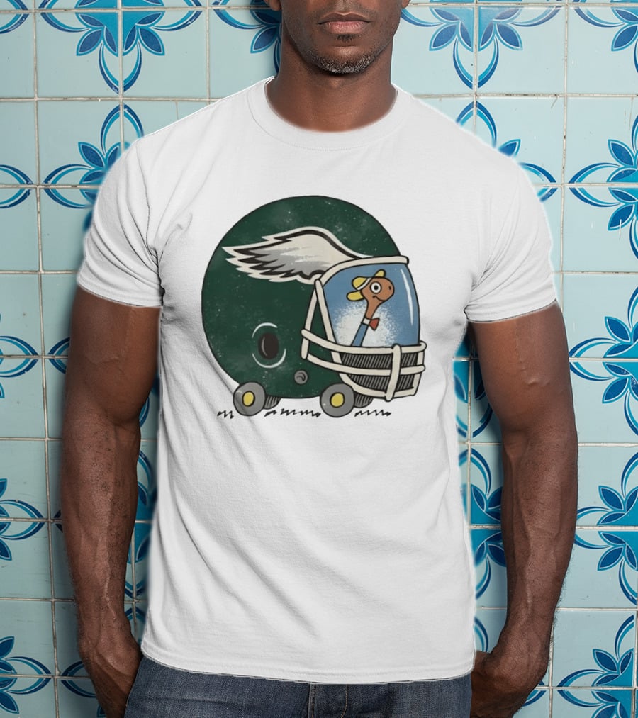 Philadelphia Eagles Worm Inside Football Helmet Sports Humor T-Shirt