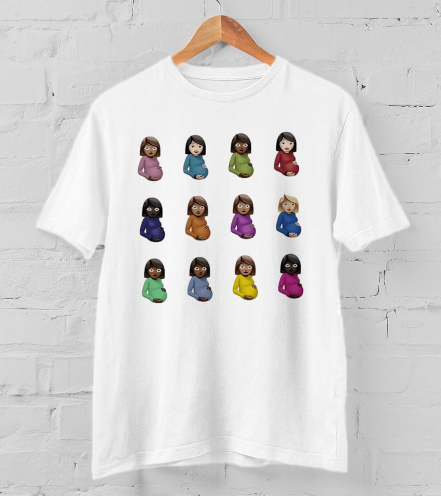 Pregnant Women Emoji Stickers Diverse Colors Collection T-Shirt