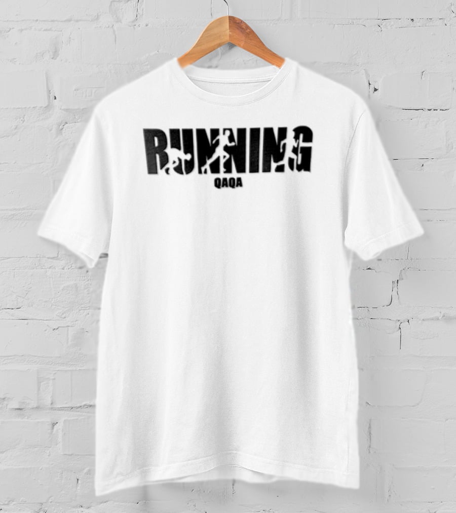 Qaqa Running Athlete Block Negative Space Sports T-Shirt
