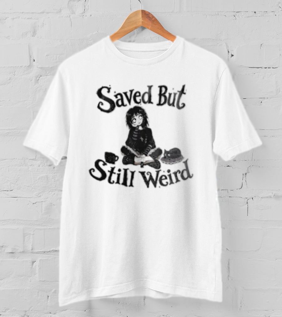 Saved But Still Weird Girl Reading With Cat T-Shirt
