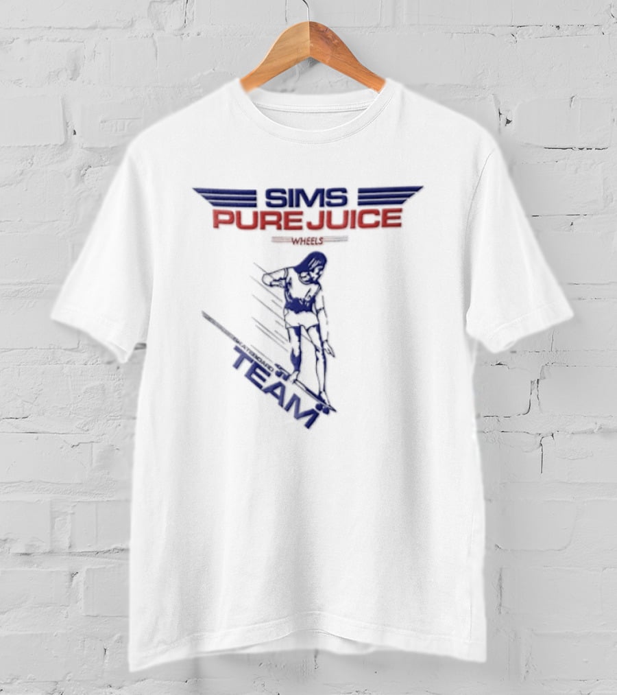 Sims Pure Juice Wheels Skateboard Team Motion Lines T-Shirt