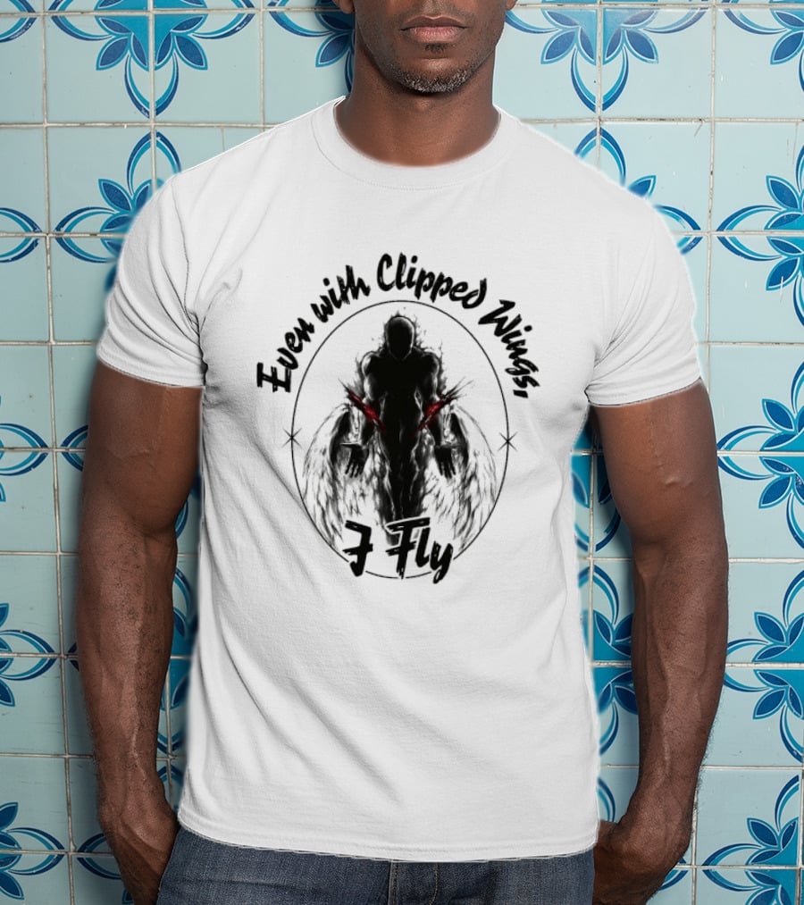 Even With Clipped Wings I Fly Dark Silhouette And Red Eyes T-Shirt