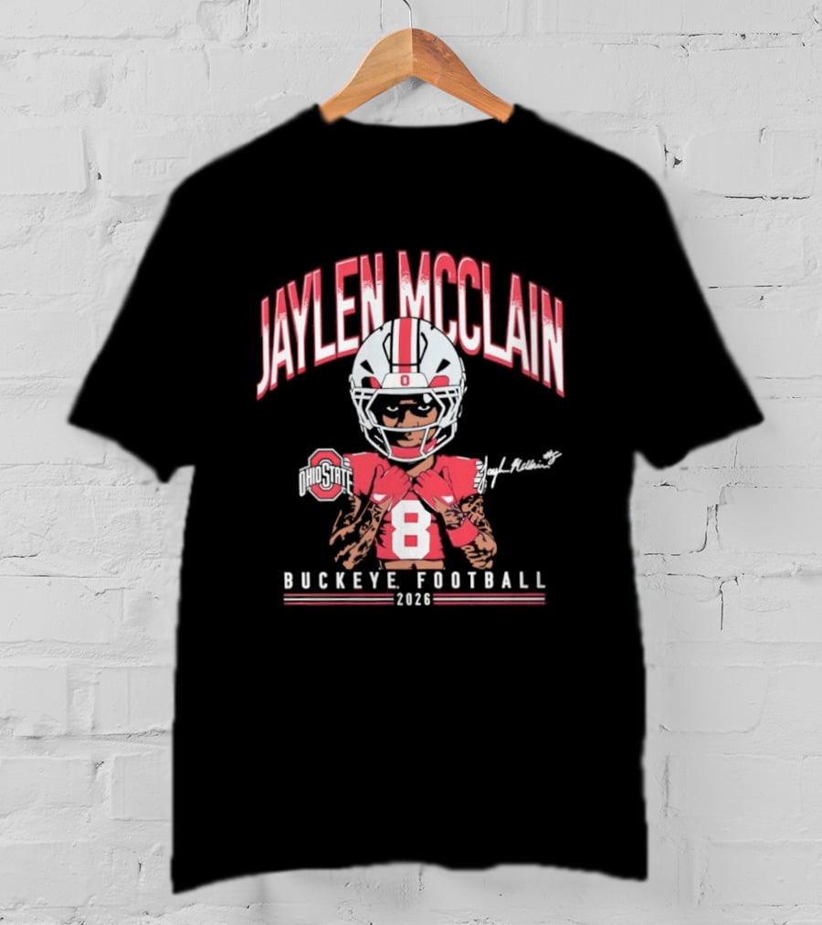 Jaylen McClain No 8 Buckeye Football 2026 Ohio State Exclusive T-Shirt