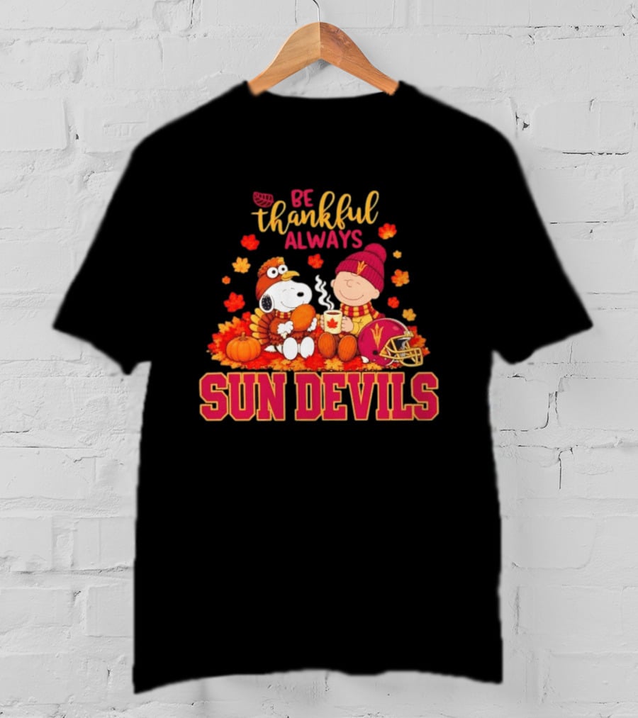 Be Thankful Always Snoopy And Charlie Brown With Sun Devils Fans T-Shirt