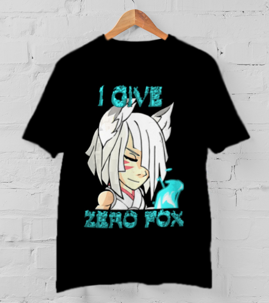 I Give Zero Fox White Hair Kitsune Blue Flame T-Shirt