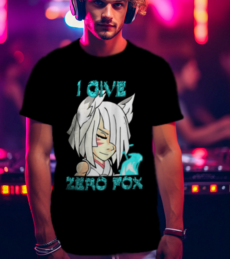 I Give Zero Fox White Hair Kitsune Blue Flame T-Shirt