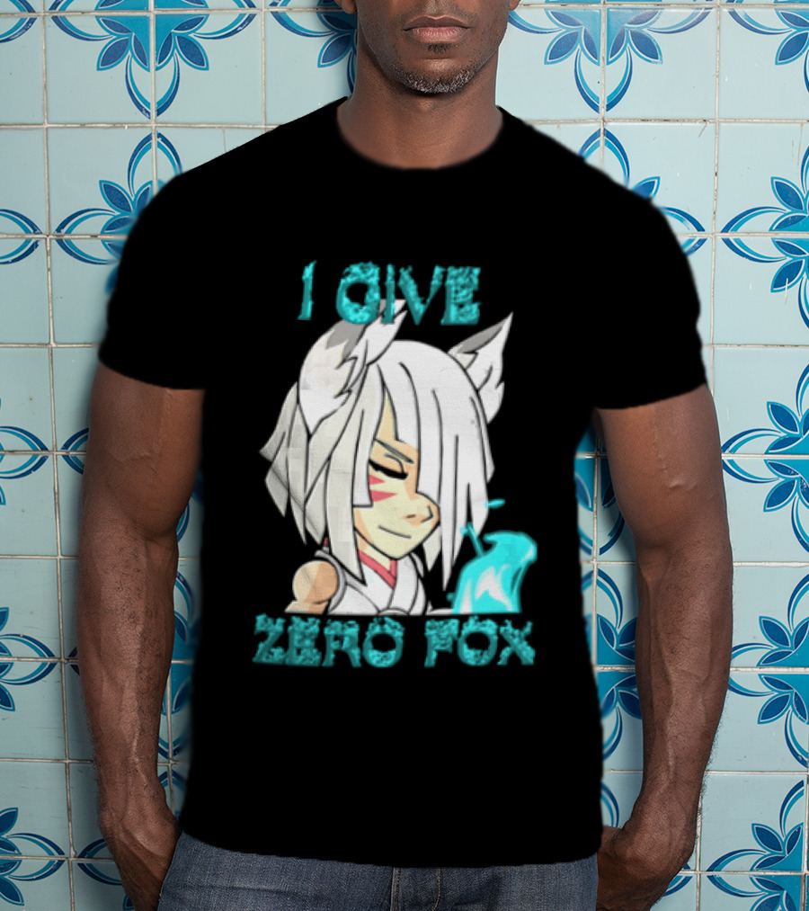 I Give Zero Fox White Hair Kitsune Blue Flame T-Shirt