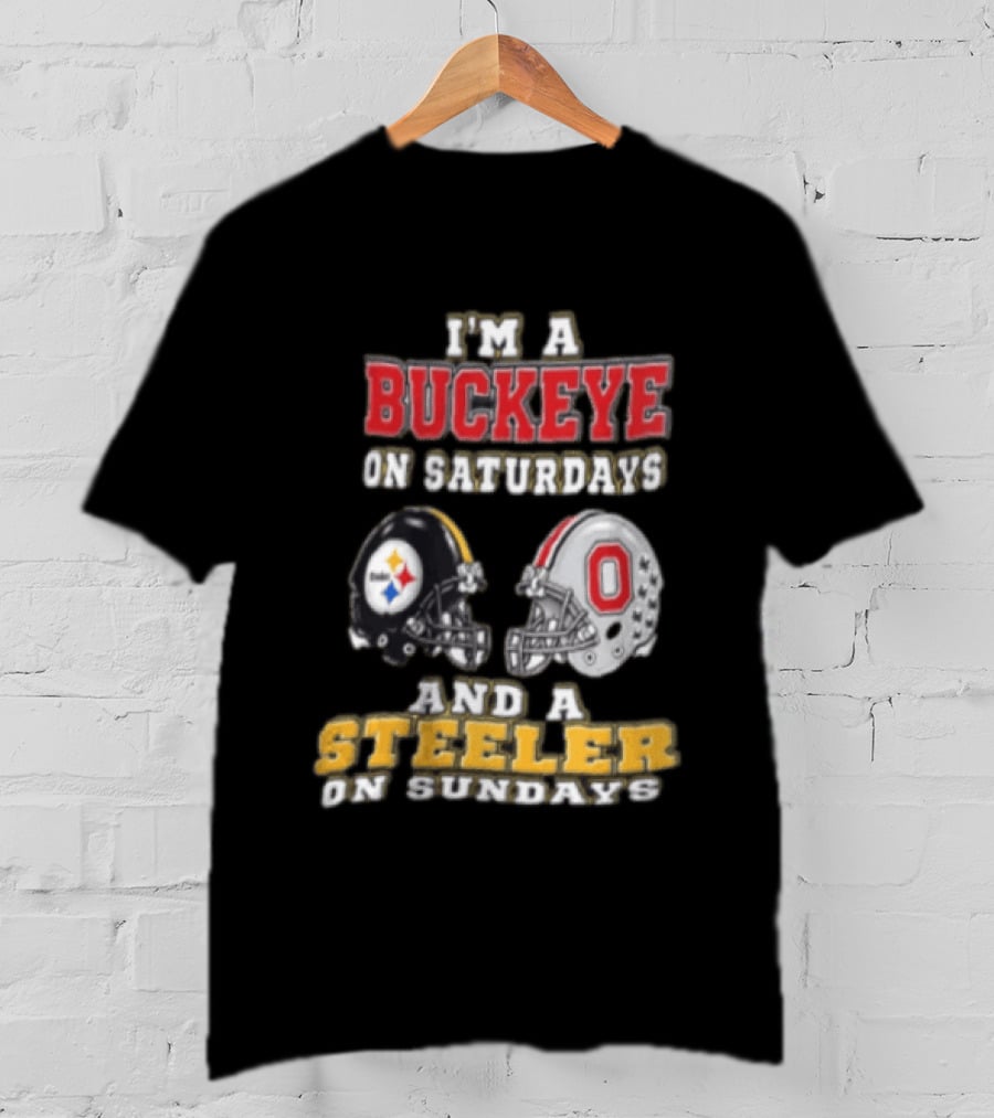 Ohio State Buckeye Saturdays Pittsburgh Steeler Sundays Fan T-Shirt