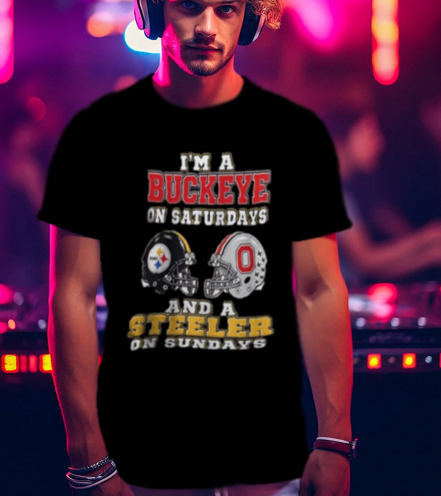 Ohio State Buckeye Saturdays Pittsburgh Steeler Sundays Fan T-Shirt