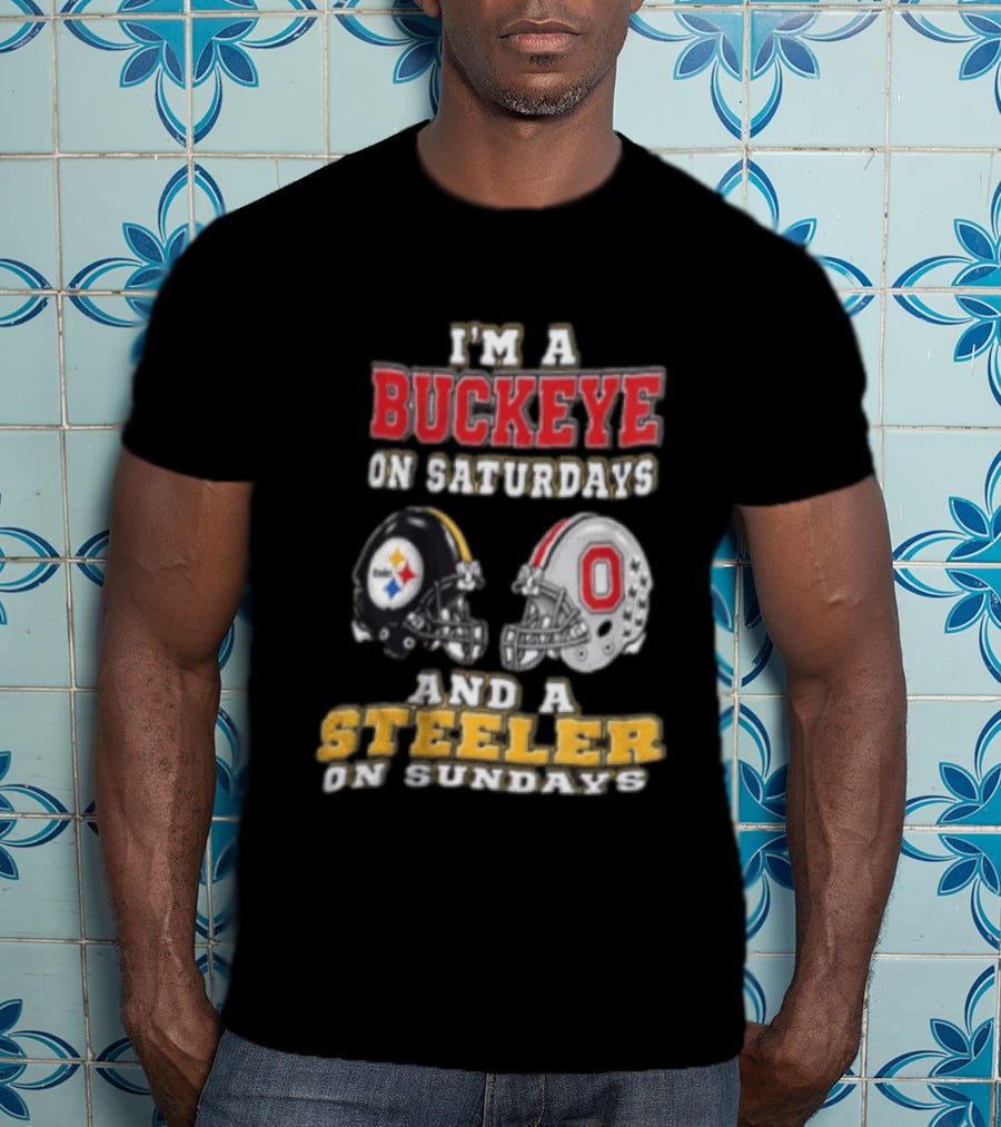 Ohio State Buckeye Saturdays Pittsburgh Steeler Sundays Fan T-Shirt