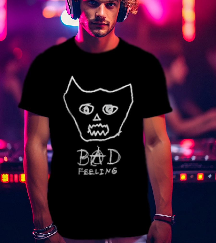 Jagwar Twin Bad Feeling Cat Face Drawing T-Shirt