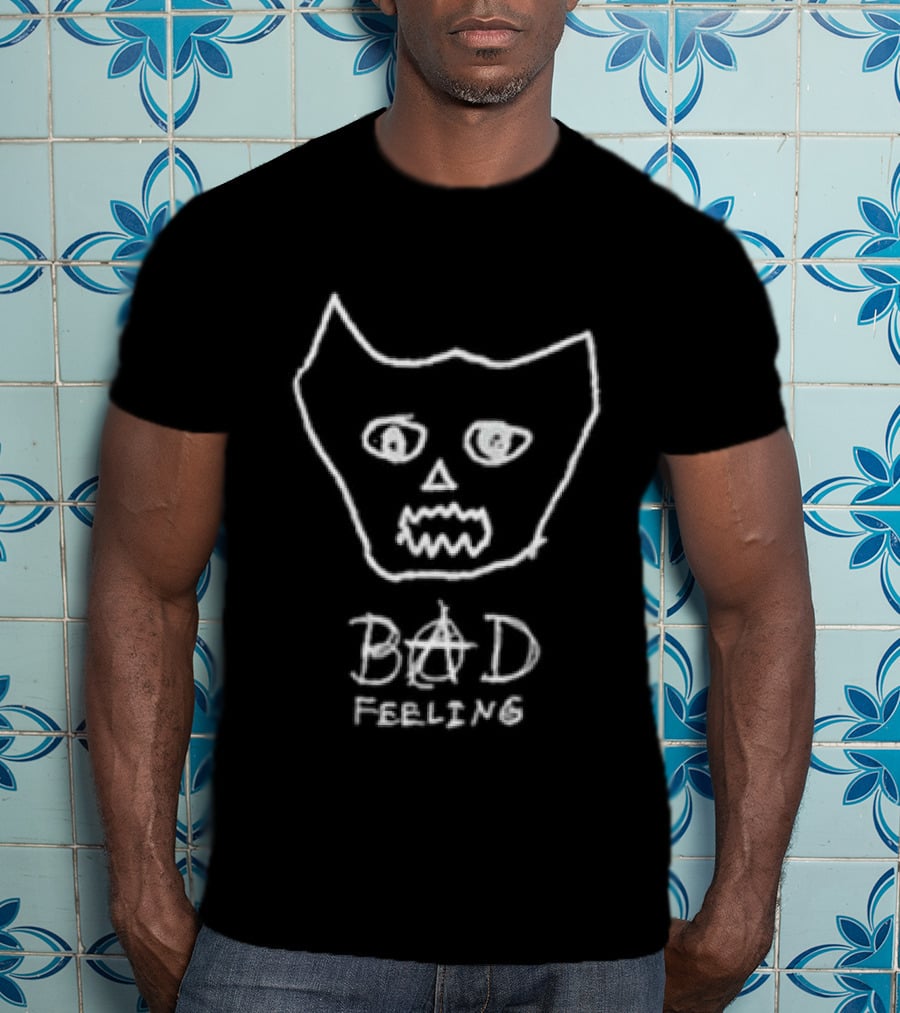 Jagwar Twin Bad Feeling Cat Face Drawing T-Shirt