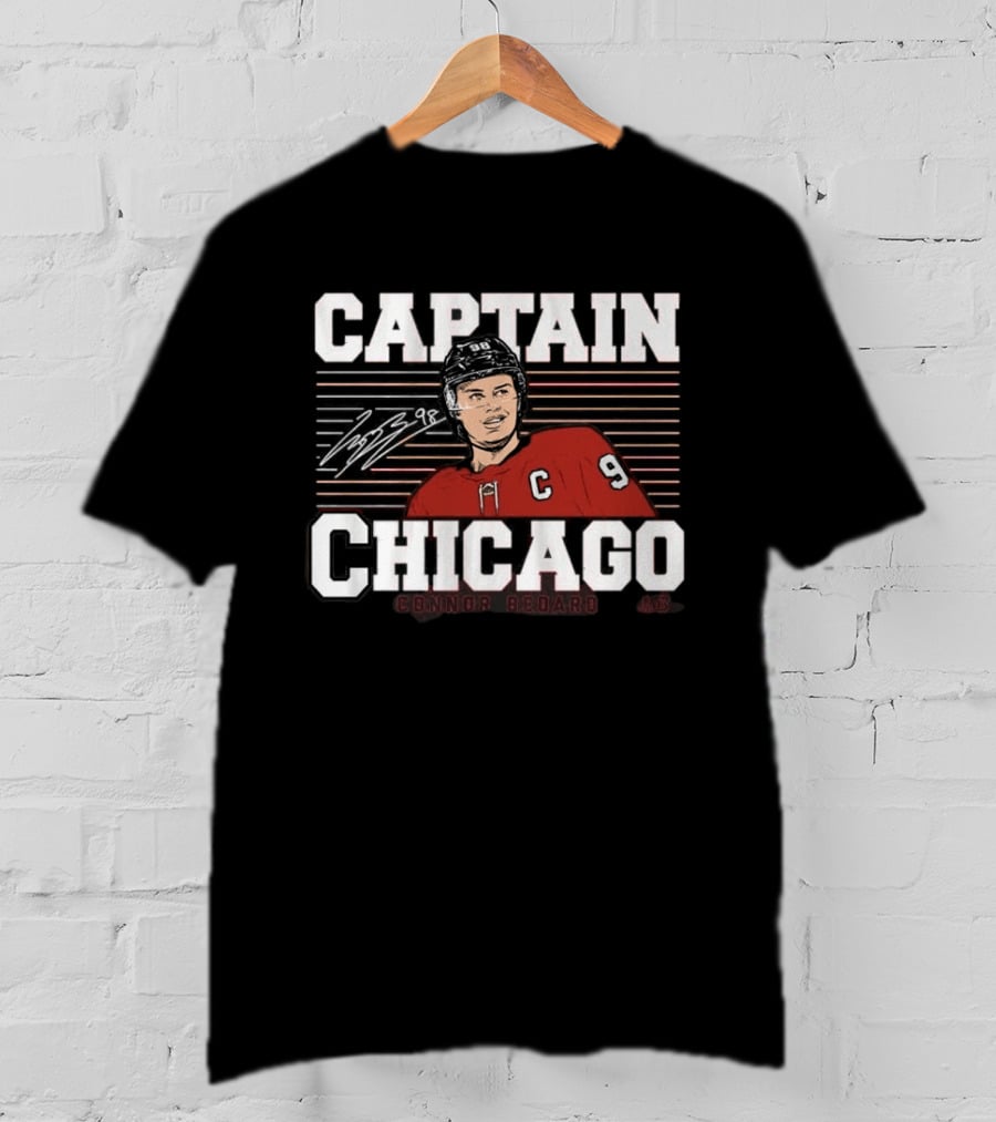 Connor Bedard Number 98 Captain Chicago Hockey T-Shirt