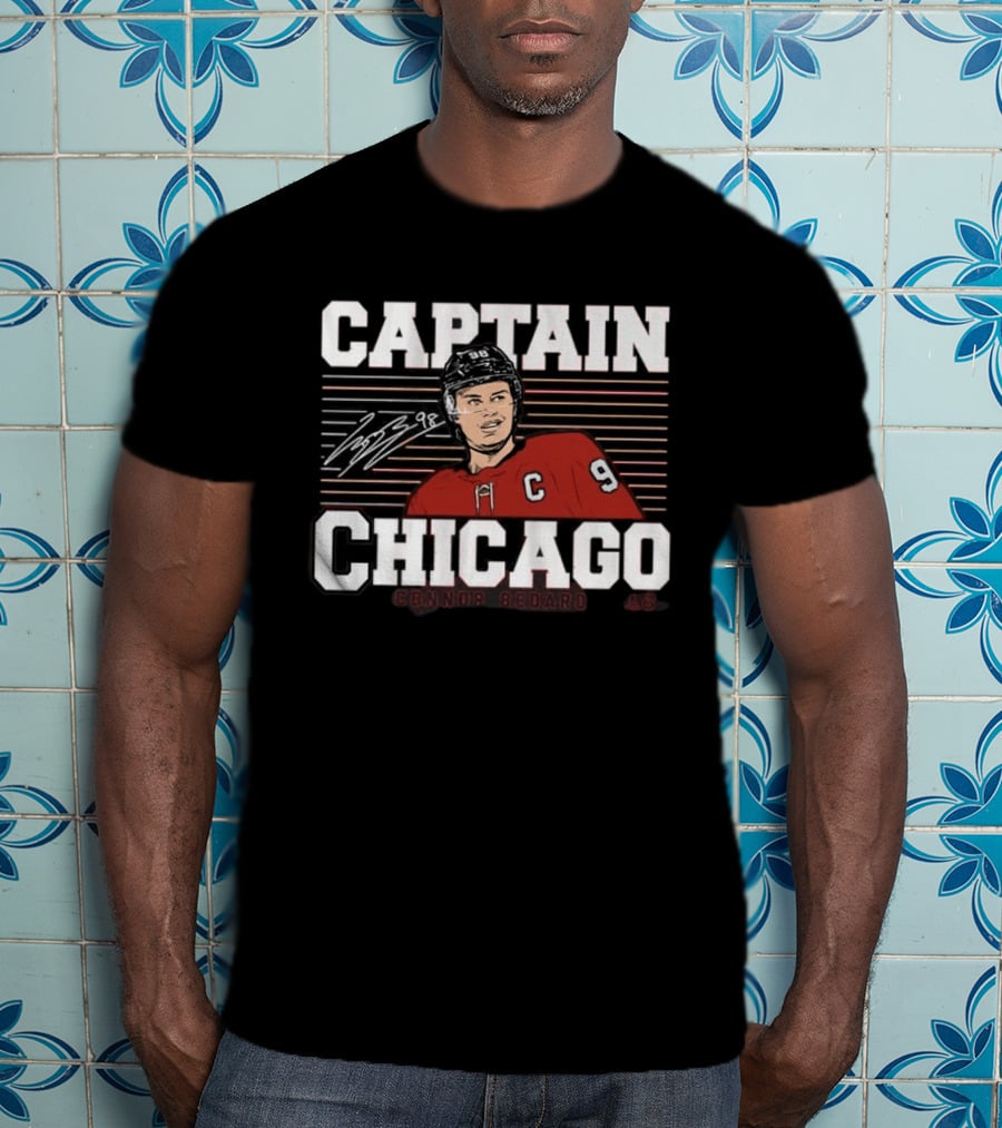 Connor Bedard Number 98 Captain Chicago Hockey T-Shirt