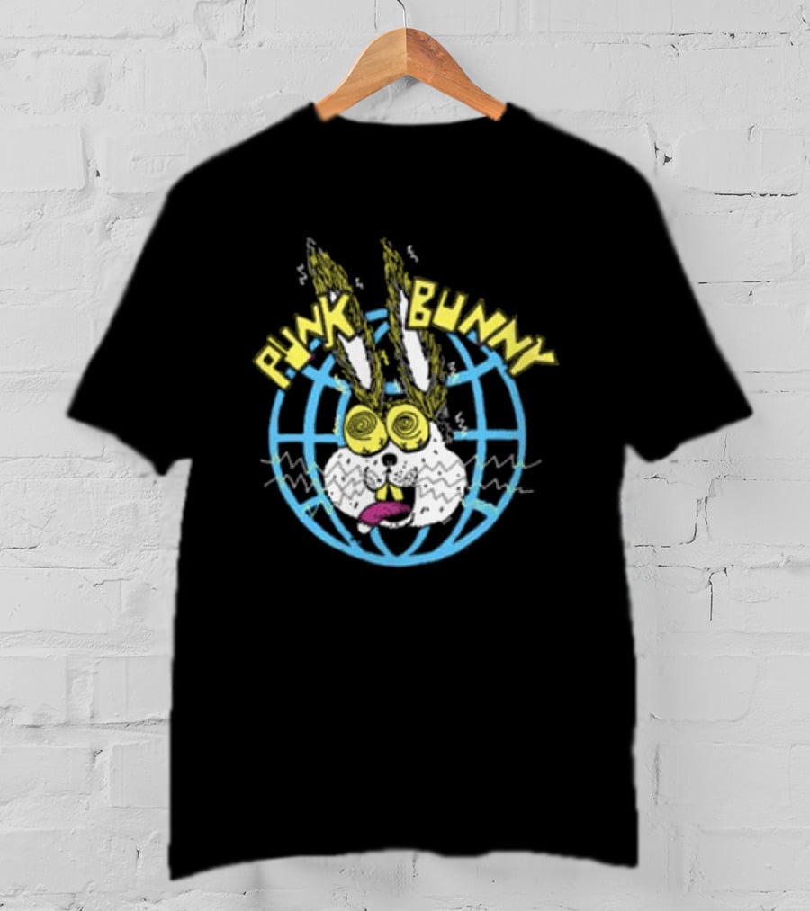 Punk Bunny Store Trucker Hat With Vibrant Bunny And Electric World Motif T-Shirt