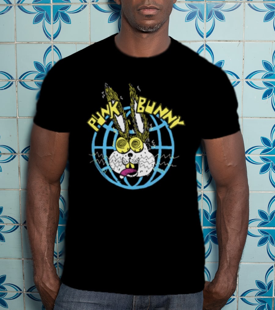 Punk Bunny Store Trucker Hat With Vibrant Bunny And Electric World Motif T-Shirt