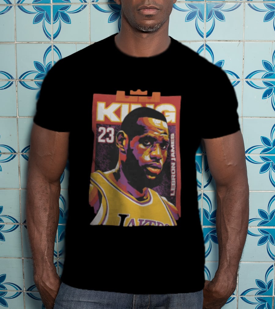 Los Angeles Lakers King 23 LeBron James NBA Pop Vector T-Shirt