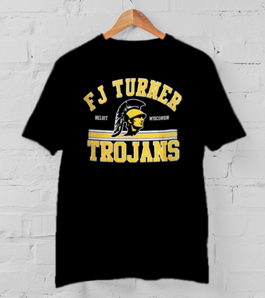 FJ Turner Trojans Beloit Wisconsin Crested Helmet Profile Head T-Shirt