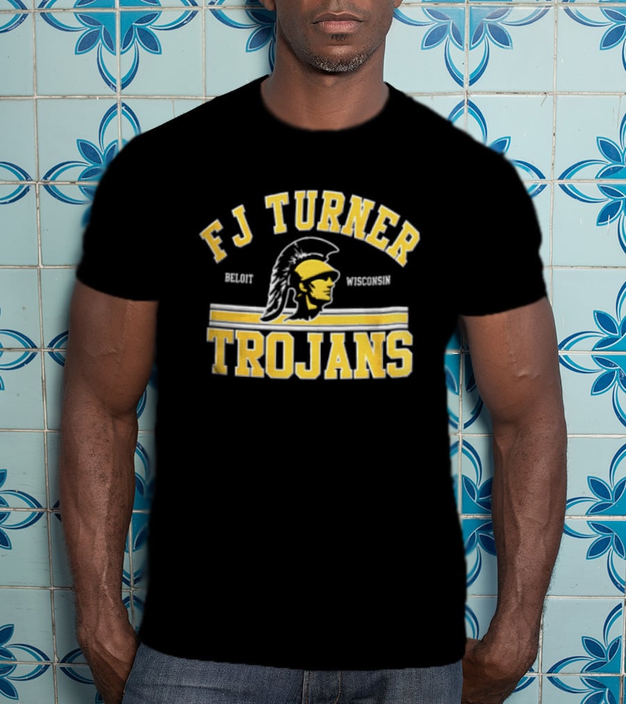 FJ Turner Trojans Beloit Wisconsin Crested Helmet Profile Head T-Shirt