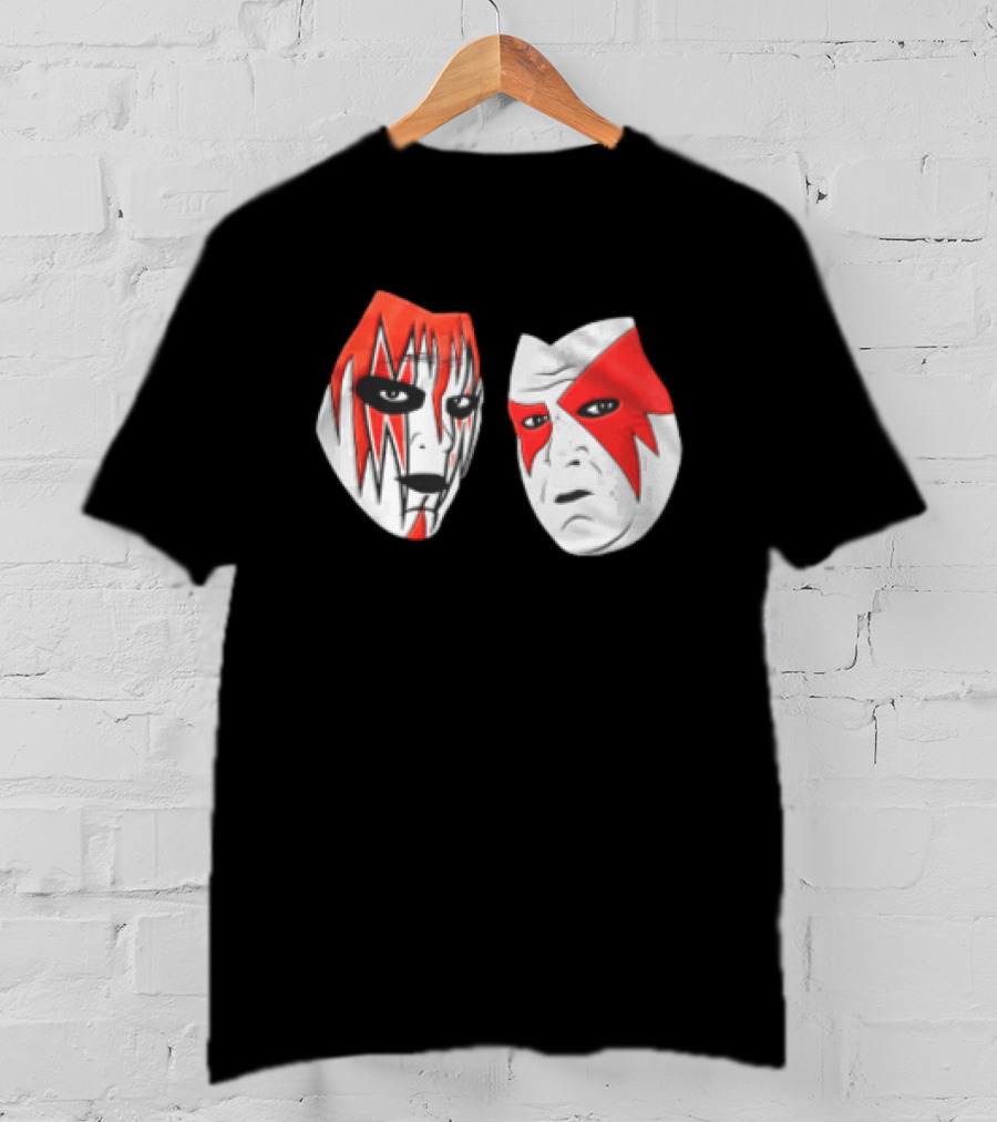 Red And White Face Paint Wrestler Cartoon Caricatures T-Shirt