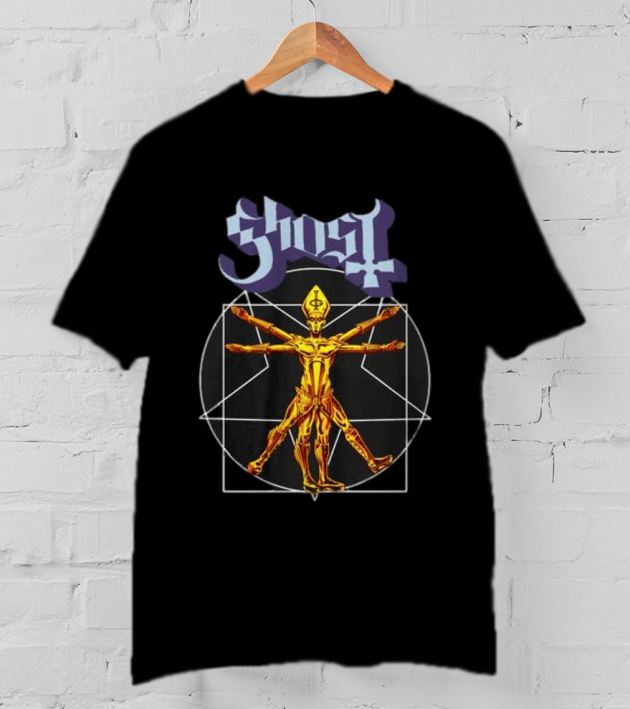 Ghost Store Popestar Vitruvian Man Design Black T-Shirt