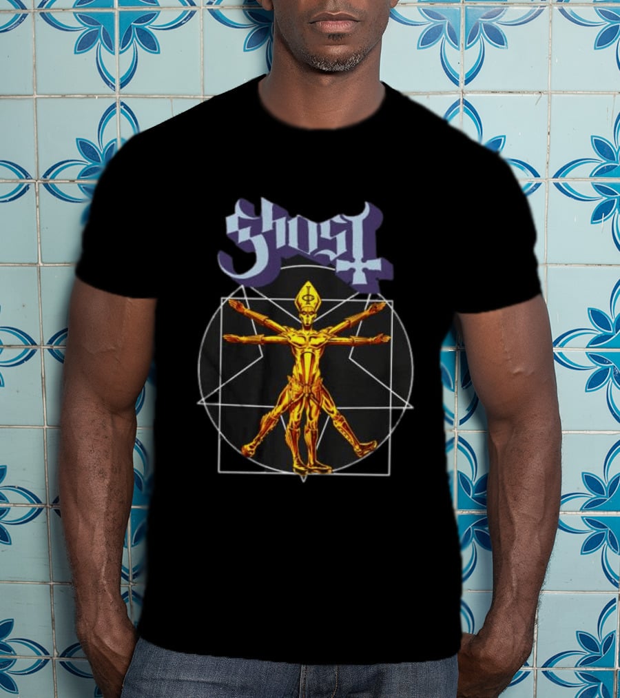 Ghost Store Popestar Vitruvian Man Design Black T-Shirt