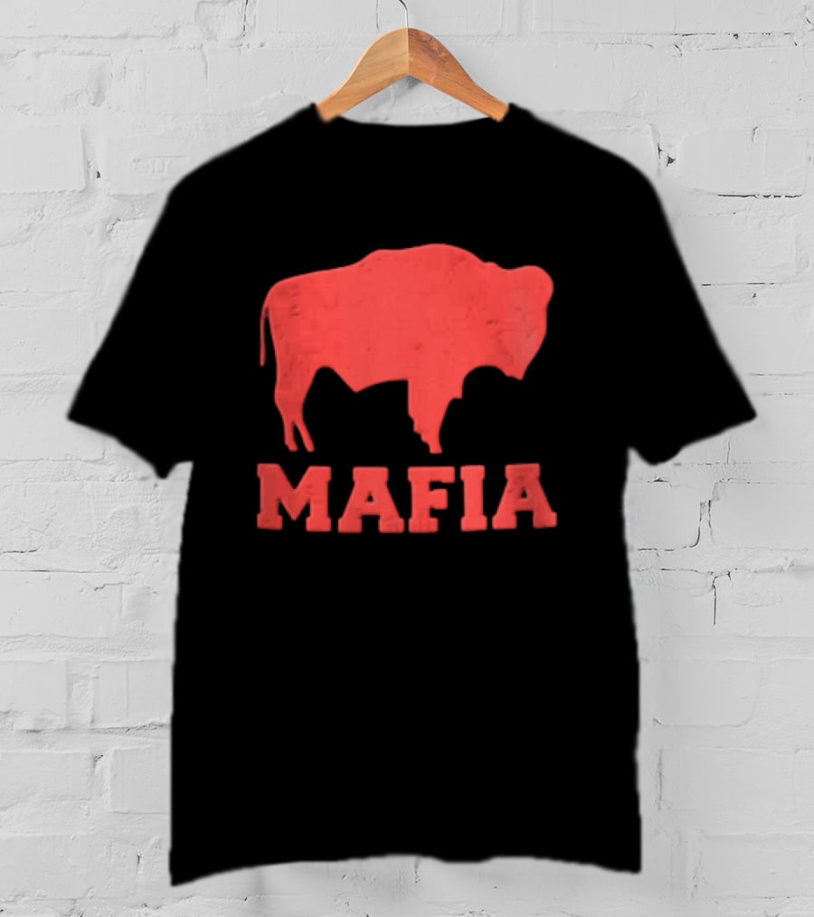 Mafia Distressed Red American Buffalo Bison T-Shirt