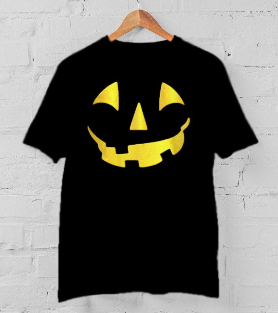 Glowing Metallic Gold Jack O Lantern Pumpkin Face T-Shirt