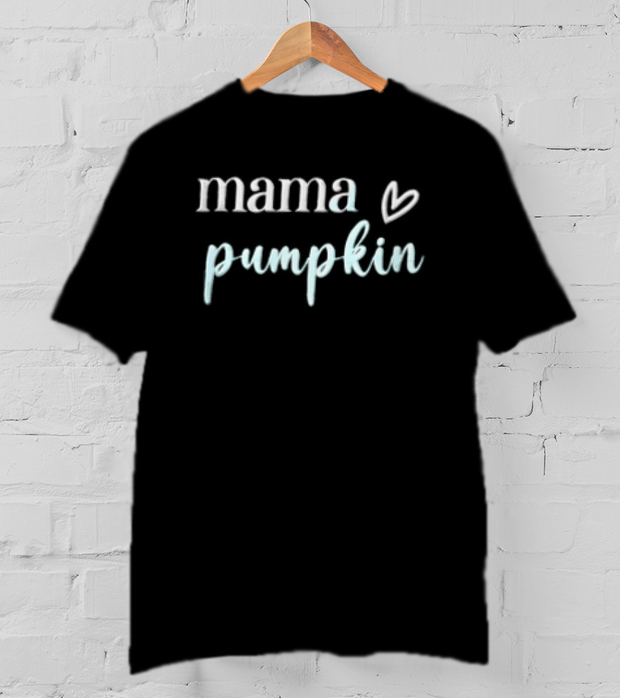 Mama Pumpkin Heart Serif Cursive Script T-Shirt