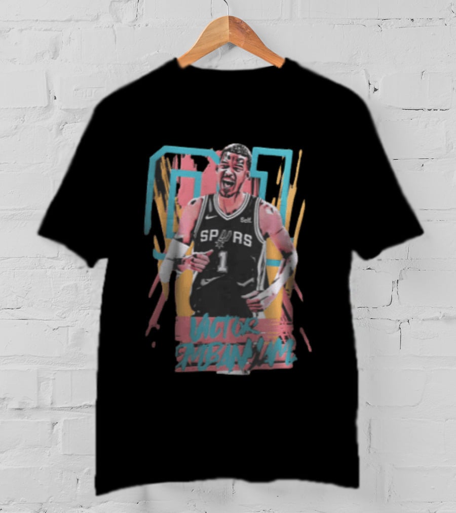 San Antonio Spurs Victor Wembanyama Screaming Player Photo Bootleg NBA T-Shirt