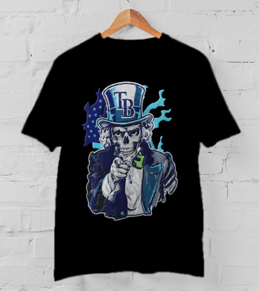 Tampa Bay Rays Skeleton Uncle Sam American Flag T-Shirt