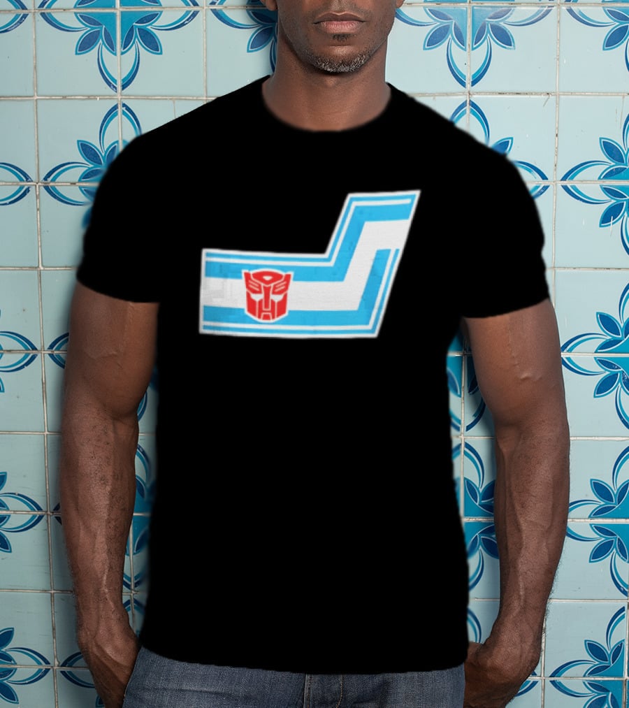 Transformers Autobots Red Insignia Blue White Racing Stripes Chevron Stickers T-Shirt