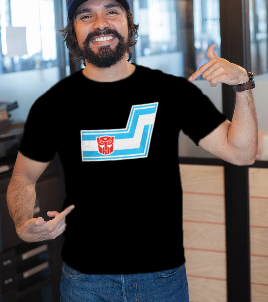 Transformers Autobots Red Insignia Blue White Racing Stripes Chevron Stickers T-Shirt