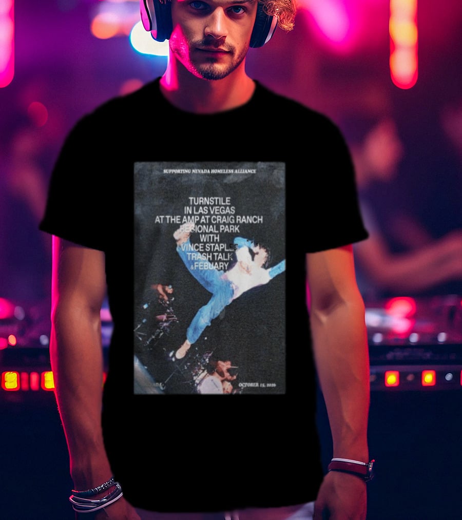 Turnstile Las Vegas October 15 2026 Craig Ranch Regional Park Vince Staples Trash Talk Febuary Concert Event T-Shirt