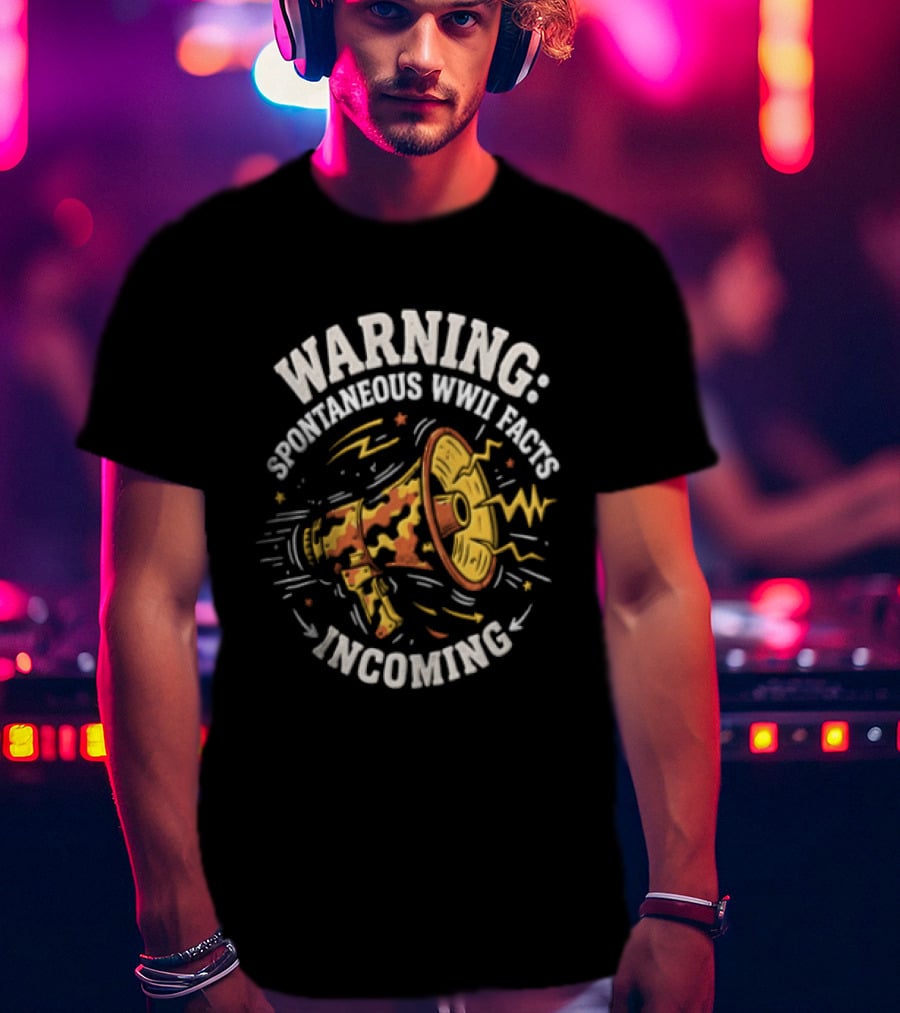Warning Spontaneous WWII Facts Incoming Megaphone T-Shirt