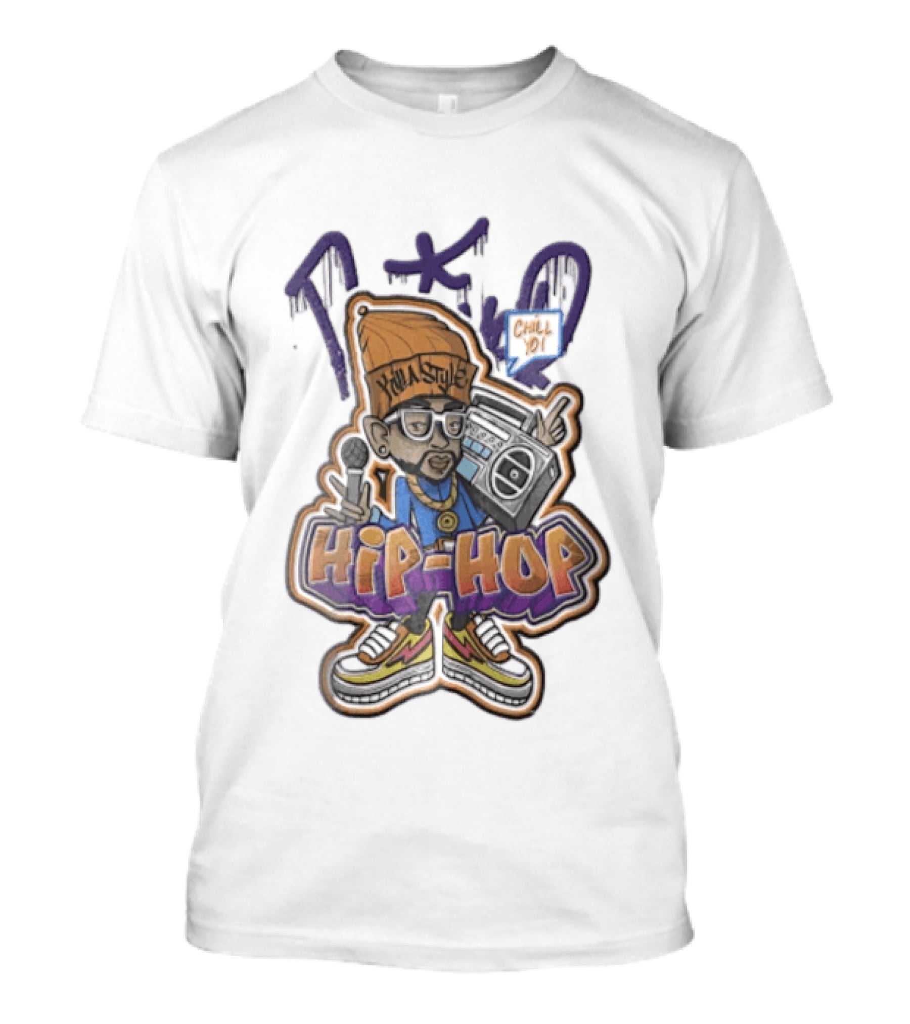 TKO Killa Style Chill Yo Hip Hop Cartoon Boombox Microphone T-Shirt