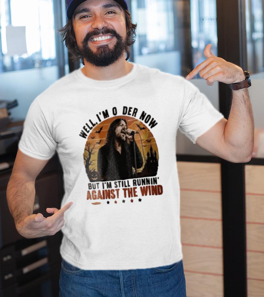 Well I'm Older Now But I'm Still Runnin' Against The Wind Bearded Singer Halloween Sunset Castle T-Shirt