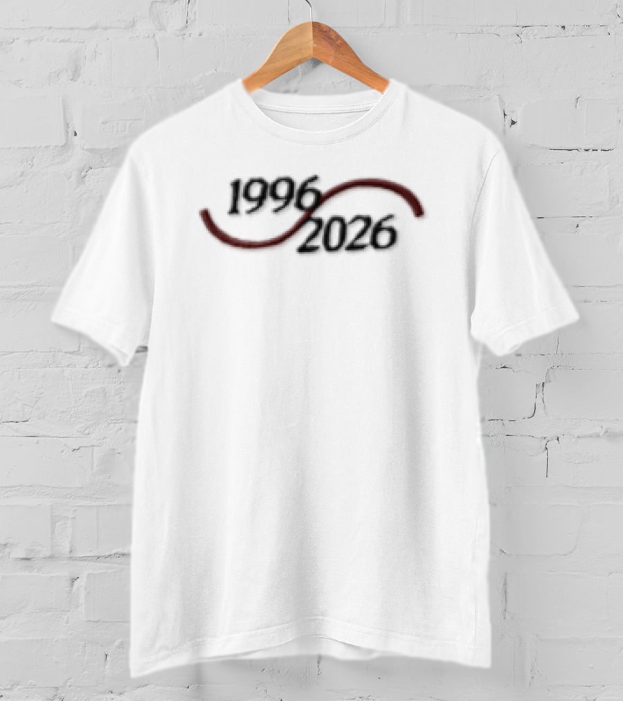 1996 2026 Red Curved Wave Line Typing Lifeline T-Shirt