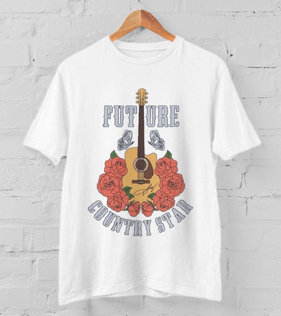 Future Country Star Dolly Parton 2026 Roses Guitar T-Shirt